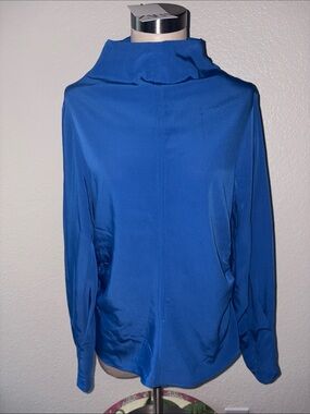 Zara Royal Blue Long Sleeve Mock Neck Blouse